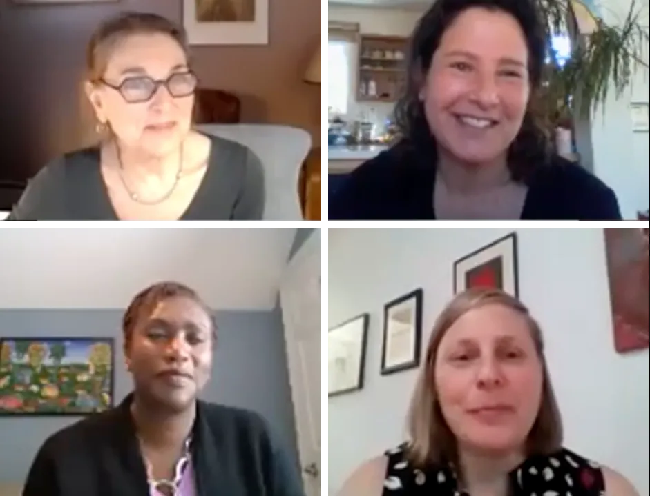 Clockwise from upper left: Virginia Rauh, ScD, filmmaker Ana Joanes, Danielle Kassow, PhD, and Maureen Allwood, PhD.