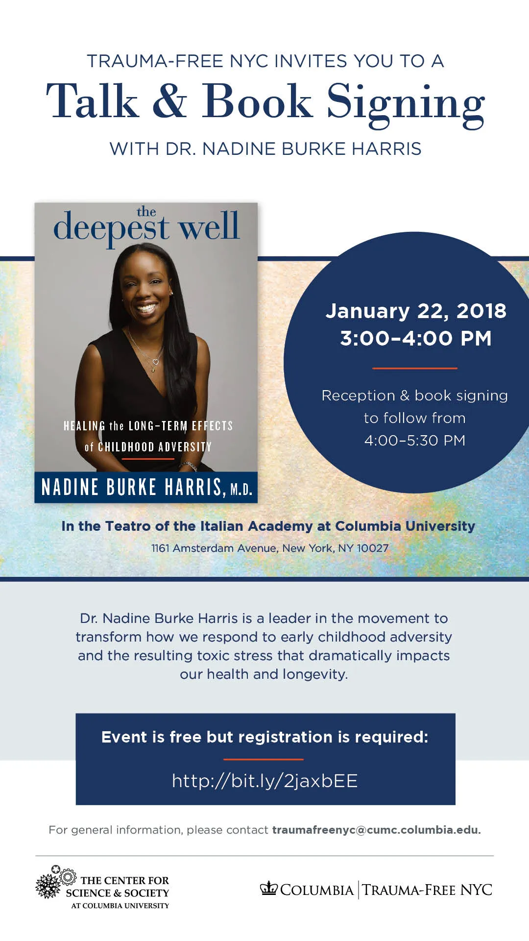 Trauma-Free NYC Presents a Talk and Book Signing with Dr. Nadine Burke Harris
